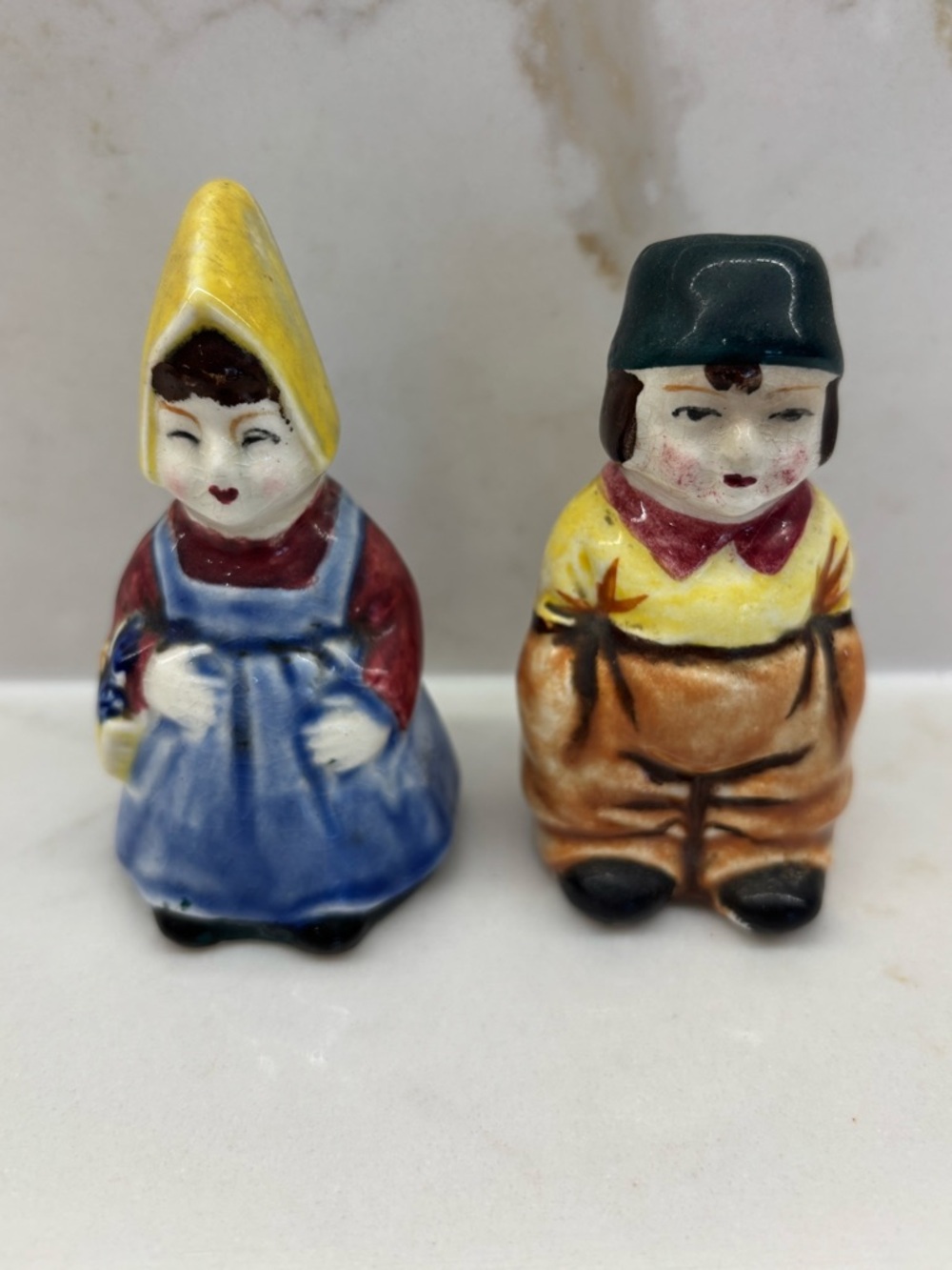 Vintage Ceramic Dutch Boy & Girl Slat and Pepper Shakers Occupied Japan